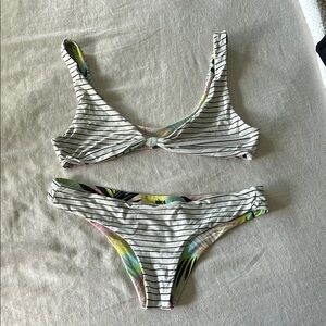 Rip Curl Striped Bikini with Tropical Accents
